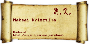 Maksai Krisztina névjegykártya